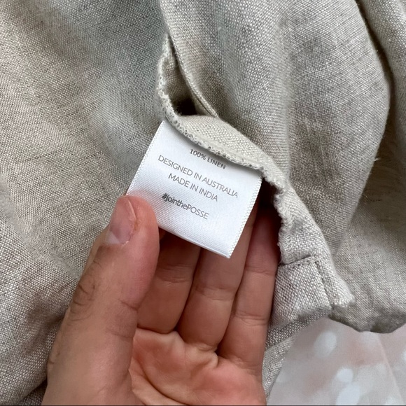 NEW Posse Mia Top in Natural, Knot-detailed Linen Cropped Top - Picture 6 of 10